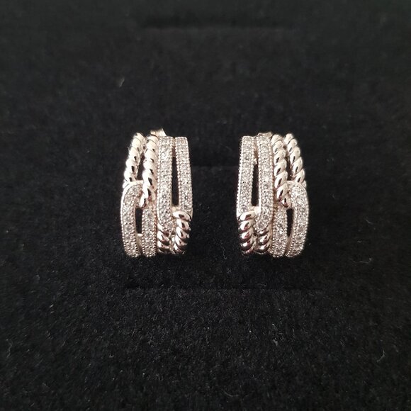 Sterling silver and cubic zirconia earrings - Picture 1 of 4